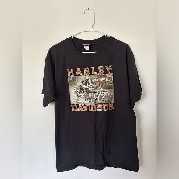 “Burning Rubber From The Beginning” Harley Davidson Tshirt Rocky’s London, ON - Picture 1 of 7